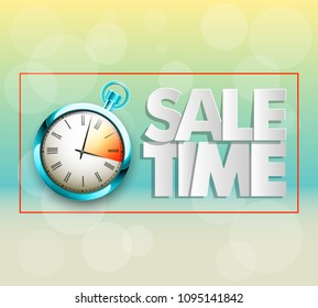 Biggest sale ever holiday pocket watch banner. Informational poster timer sales discounts. Vector chronometer background. Time sale banner with clock icon. Abstract advertising watch discount poster