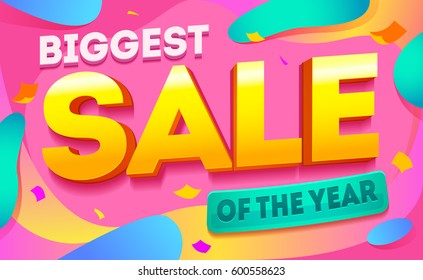 Biggest sale horizontal banner. Sale and discounts. Vector illustration template card for tickets, advertisements, newsletter, brochures, postcards, banners gift
