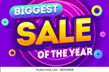 Biggest sale horizontal banner. Sale and discounts.Vector illustration template card for tickets, advertisements, newsletter, brochures, postcards, banners
