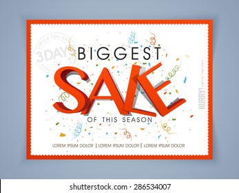 Biggest Sale poster, banner or flyer design for limited time.