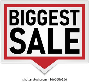 Biggest Sale red banner in pop-art style. Vector Illustration background