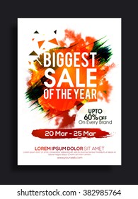 Biggest Sale of the Year, Flyer, Banner or Pamphlet with 60% discount offer for limited time only.