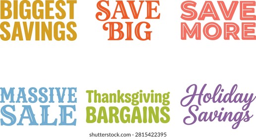 Biggest savings save big more massive sale thanksgiving bargains holiday isolated on transparent background