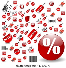 biggest Set of red price tags in vector design