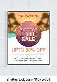 Biggest Summer Sale Poster, Banner, Flyer or Pamphlet design with discount upto 80% off.