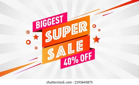 Biggest Super Sale Banner Design, Poster, Placard, Web, Concept, Template, Banner, Logo Design, Icon, Offer, Unit, Label