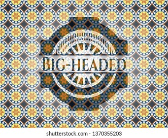 Big-headed arabic style badge. Arabesque decoration.