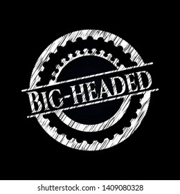 Big-headed on chalkboard. Vector Illustration. Detailed.