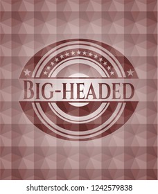 Big-headed red seamless emblem with geometric pattern.