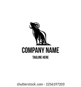 Bighorn animal logo design template. Animal symbol logotype. Bighorn Sheep symbol silhouette.