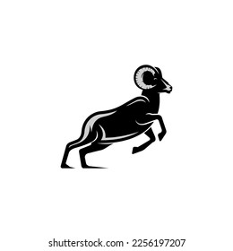 Bighorn animal logo design template. Animal symbol logotype. Bighorn Sheep symbol silhouette.