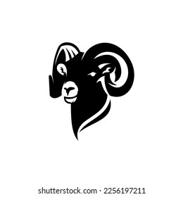 inspiración de diseño. Plantilla de diseño del logotipo de animales de pino. Logotipo de símbolo animal. Silueta de símbolo de oveja bighorn.