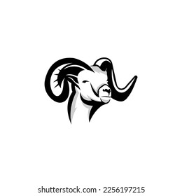 Bighorn animal logo design template. Animal symbol logotype. Bighorn Sheep symbol silhouette.