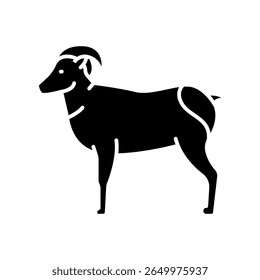 bighorn ovelha ícone plano preto para projetos digitais e de impressão. Animais norte-americanos. Ícones mínimos de limpeza para aplicativos e sites. Ícones simples modernos para UI UX e branding