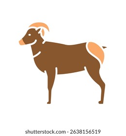 bighorn sheep color flat icon for digital and print projects. North american animals. Minimal clean icons for apps and websites. Modern simple icons for UI UX and branding