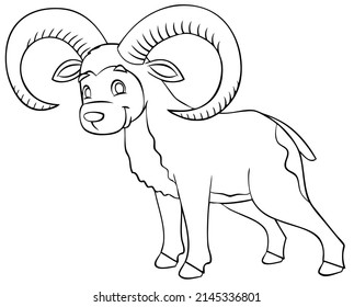 Bighorn sheep. Element for coloring page. Cartoon style.