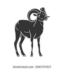 Bighorn Sheep Icon Silhouette Illustration. Animals Vector Graphic Pictogram Symbol Clip Art. Doodle Sketch Black Sign.