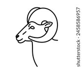 Bighorn sheep, line icon. Desert bighorn sheep, animals head, Nevada state symbol. Linear illustration, editable strokes, flat vector icon, pictogram. 