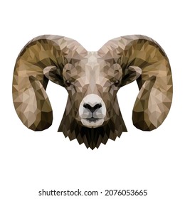 bighorn sheep polygonal design, low polygon type graphic design, detail object