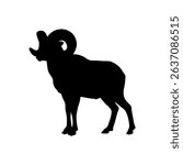 Bighorn sheep silhouette icon vector flat design on white background