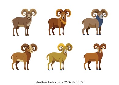 Bighorn Sheep Vetor Ilustração - Desenho Animado, Clipart e Design de Arte de Linha