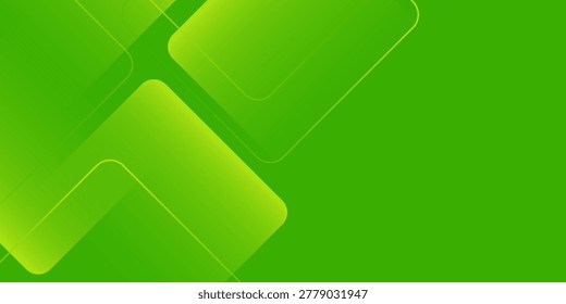 Bight green banner background template vector with overlay curve pattern shapes.