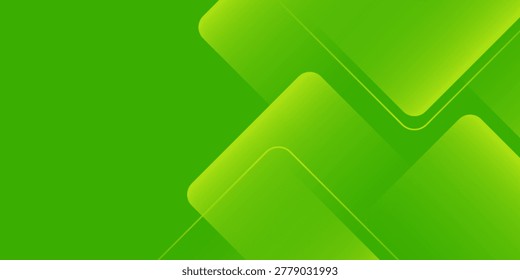 Bight green banner background template vector with overlay curve pattern shapes.
