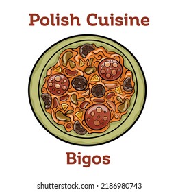 Bigos - cabbage stewed with meat, dried mushrooms and sausage.Traditional dish of polish cuisine.