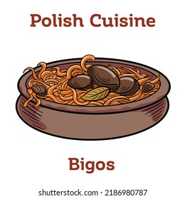 Bigos - cabbage stewed with meat, dried mushrooms and sausage.Traditional dish of polish cuisine.