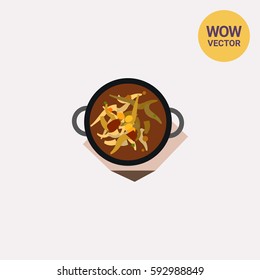 Bigos in pot vector icon