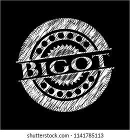 Bigot chalk emblem written on a blackboard