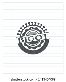 Bigot emblem draw with pencil effect. Vector Illustration. Detailed.