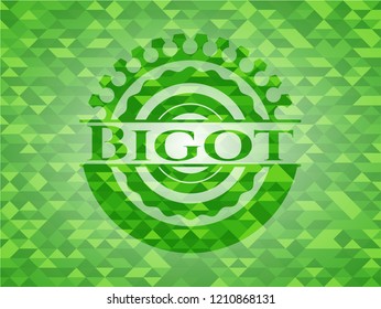 Bigot green emblem with mosaic ecological style background