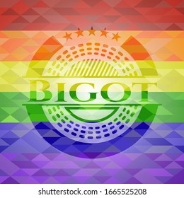 Bigot lgbt colors emblem. Vector Illustration. Mosaic.