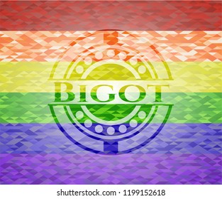 Bigot on mosaic background with the colors of the LGBT flag