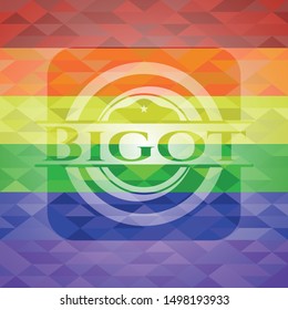 Bigot on mosaic background with the colors of the LGBT flag