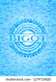 Bigot realistic light blue emblem. Mosaic background