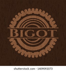 Bigot retro wooden emblem. Vector Illustration.