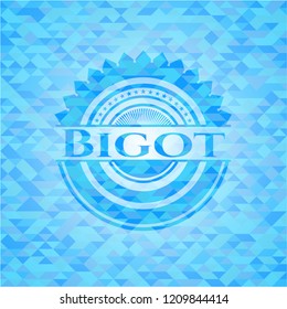 Bigot sky blue emblem. Mosaic background