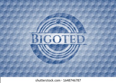 Bigoted blue emblem with geometric pattern. Vector Illustration. Detailed.