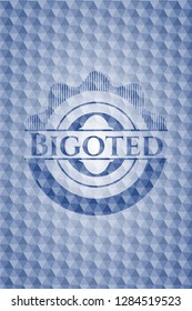 Bigoted blue polygonal badge.