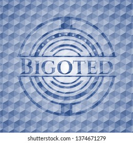 Bigoted blue polygonal emblem.