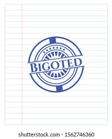 Bigoted draw (pen strokes). Blue ink. Vector Illustration. Detailed.