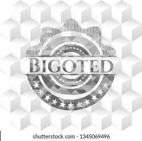 Bigoted grey emblem with cube white background