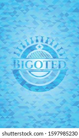 Bigoted light blue emblem with mosaic background