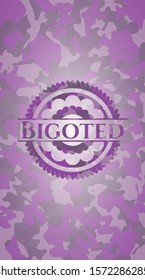 Bigoted pink and purple camouflage emblem. Vector Illustration. Detailed.