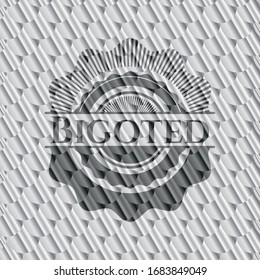 Bigoted silver color emblem or badge. Scales pattern. Vector Illustration. Detailed.