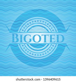 Bigoted water wave representation style badge. Vector Illustration. Detailed.