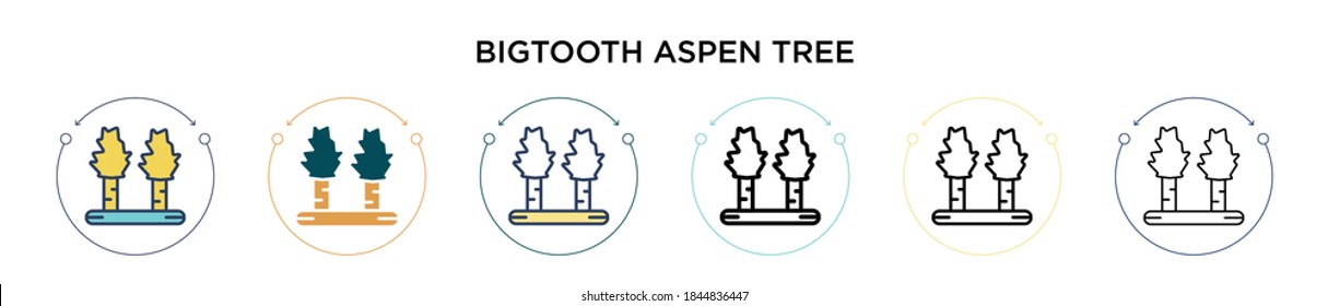 Bigtooth aspen tree icon in filled, thin line, outline and stroke style. Vector illustration of two colored and black bigtooth aspen tree vector icons designs can be used for mobile, ui, web