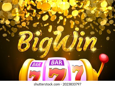 BigWin casino coin, cash machine play now. Vector illustration